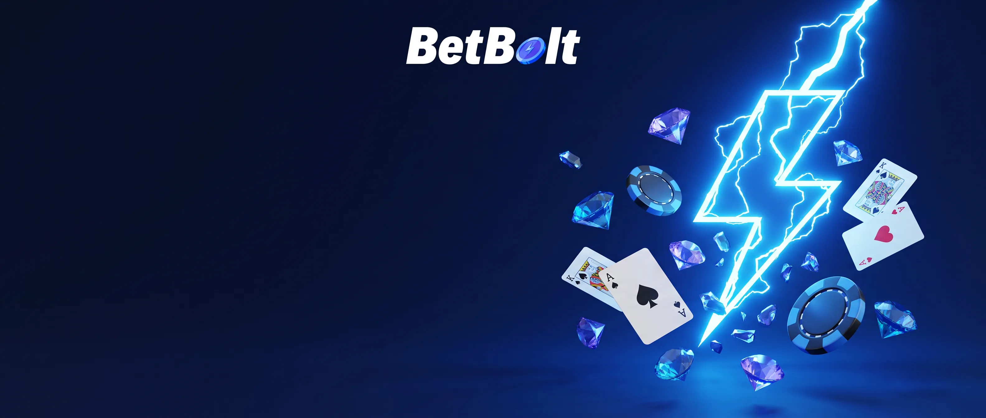BetBolt lightning bolt with blue casino chips and playing cards